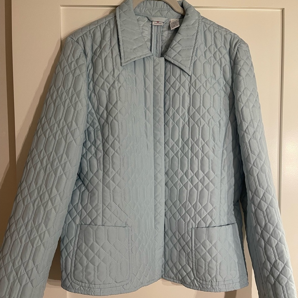 Saks Fifth Avenue Light Blue Quilted Puffer Jacket